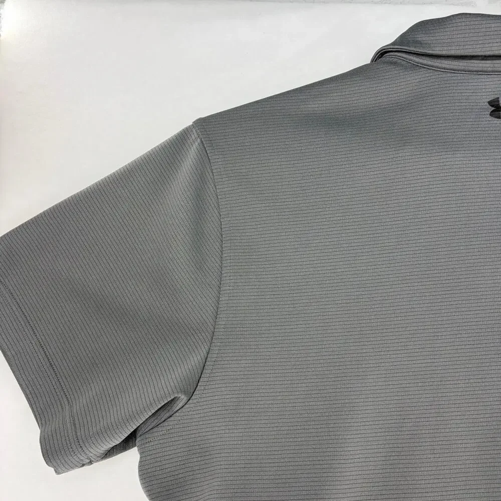 Under Armour Men's XL HeatGear Tech Textured Stripe Polo Shirt Gray - Picture 14 of 15